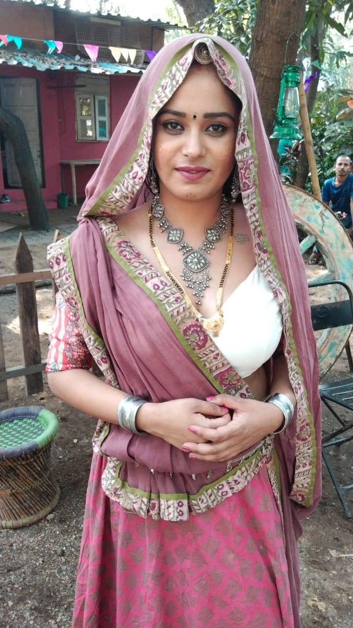 Ritu Rai in period costume on set